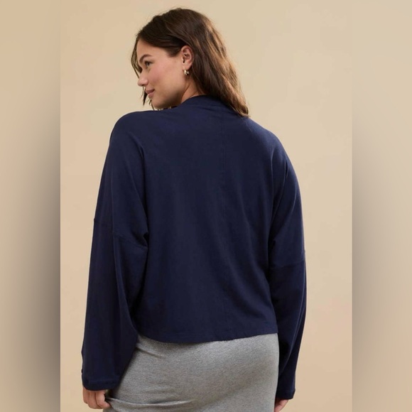 Aerie Cozy Long Sleeve Mock-neck T-shirt in Navy, size XS - Picture 3 of 11